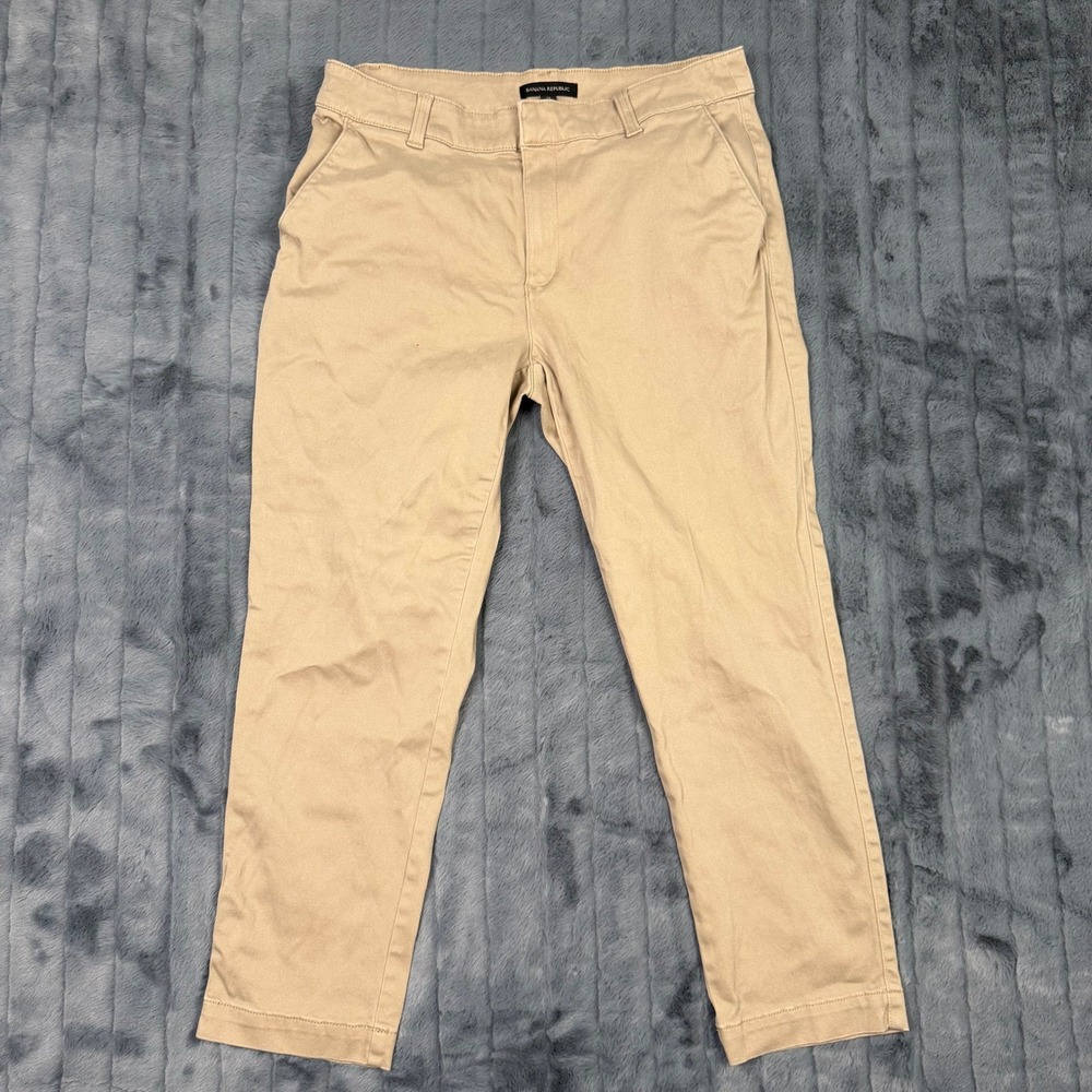 Banana Republic Khaki Chino Pants Tan Straight Leg Women 12 Stretch Cotton Blend